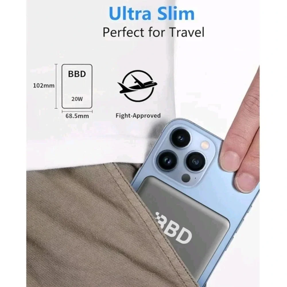 BBD Magnetic Power Bank for iPhone12000mAh Magsafe Battery Pack w 20w‎ - Sealed